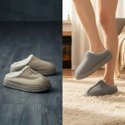 Women's Comfort Lined Slippers Soft Sole Winter Warm Indoor Outdoor Shoes Elegant Couple Slippers