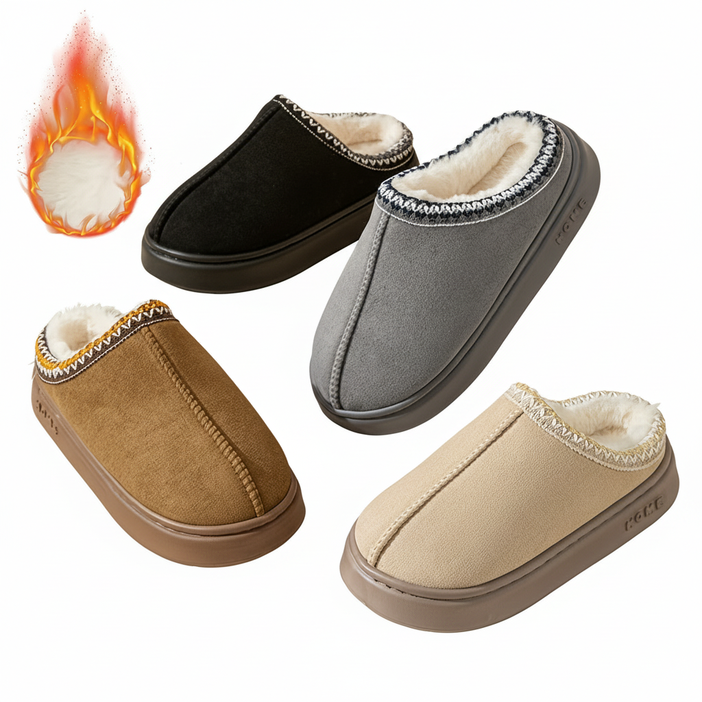 Women's Comfort Lined Slippers Soft Sole Winter Warm Indoor Outdoor Shoes Elegant Couple Slippers